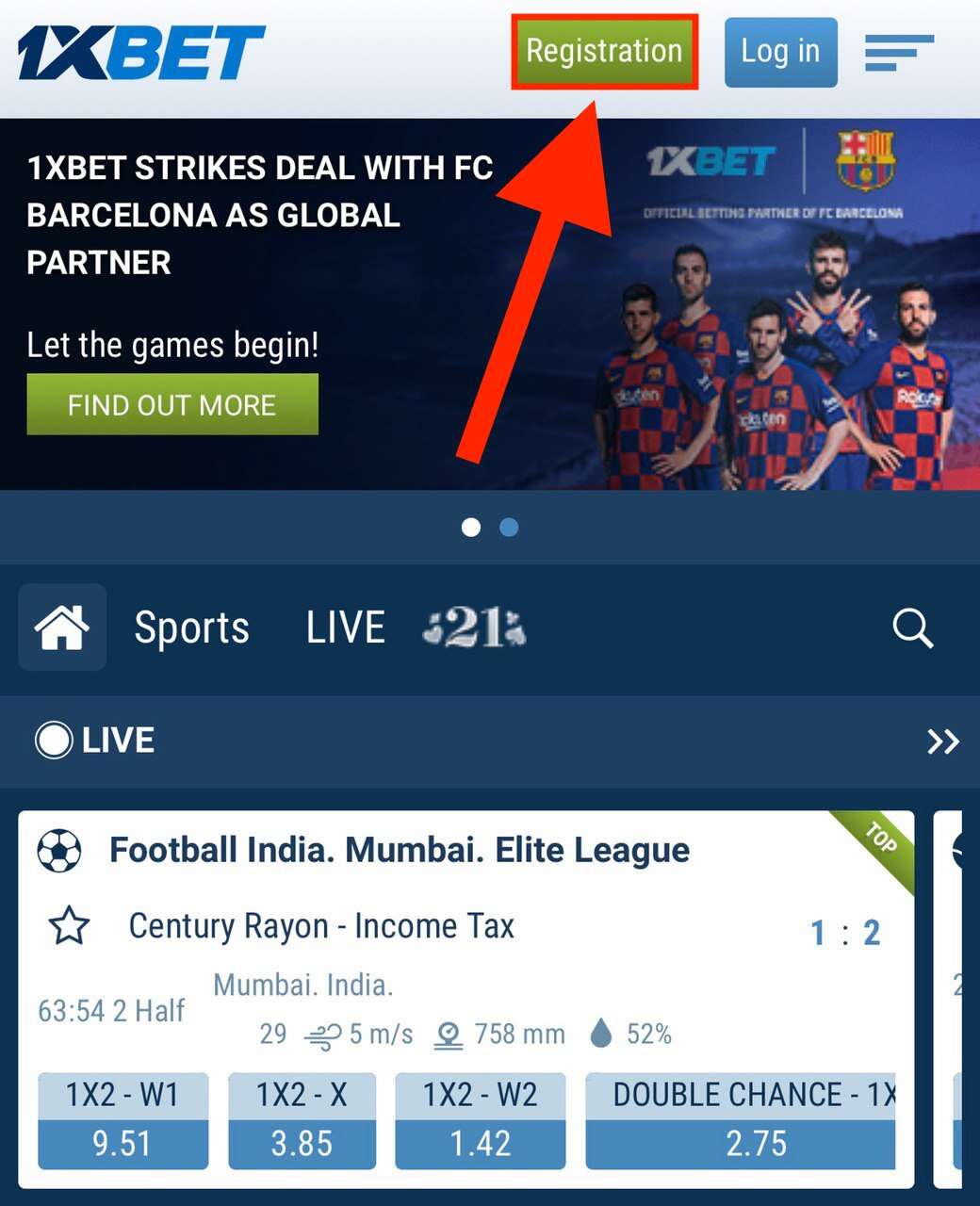 1xbet main page